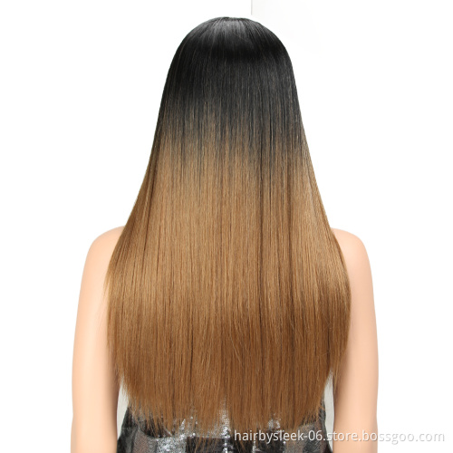 Hot sale 22 inches none lace synthetic wig Beautiful for women ombre color long straight hair wigs synthetic hair